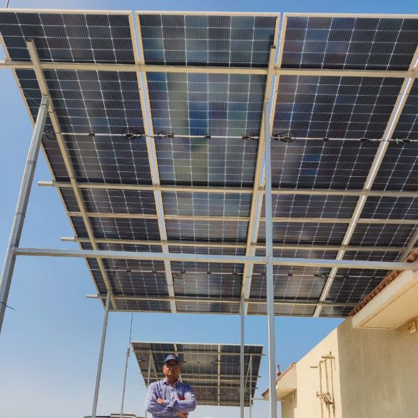 Sustainable residential solar energy solution on house rooftop