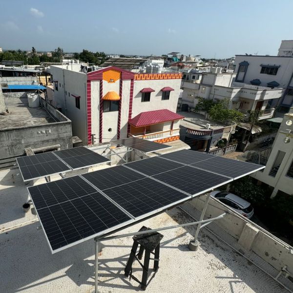 Sustainable solar energy solution installed on a family home in suburban area